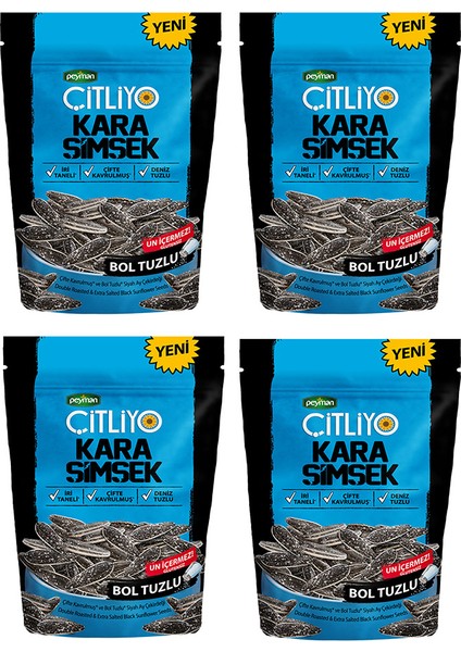 Çitliyo Kara Şimşek Bol Tuzlu Çekirdek 180 G x 4