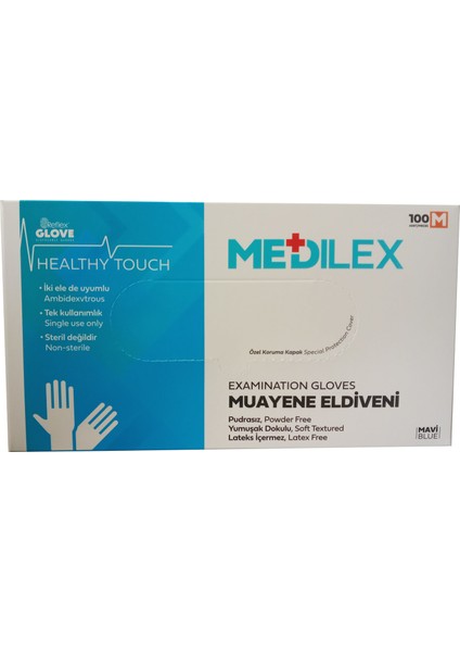 Pudrasız Mavi Eldiven 100'lü Medium