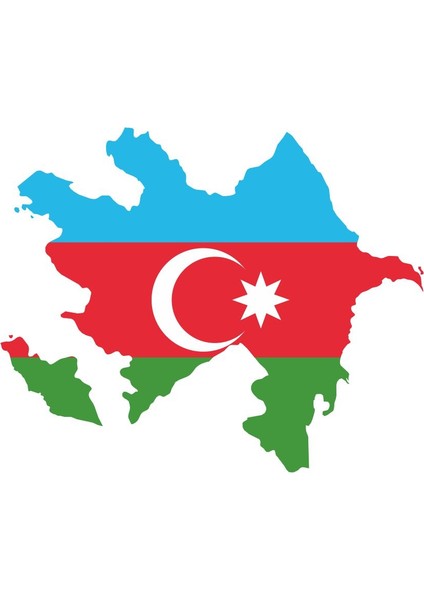 Azerbaycan Azeri Harita Bayrak Sticker 00708