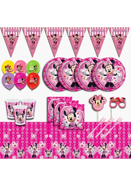 Minnie Mouse 16 Kişilik Doğum Günü Parti Malzemeleri Seti