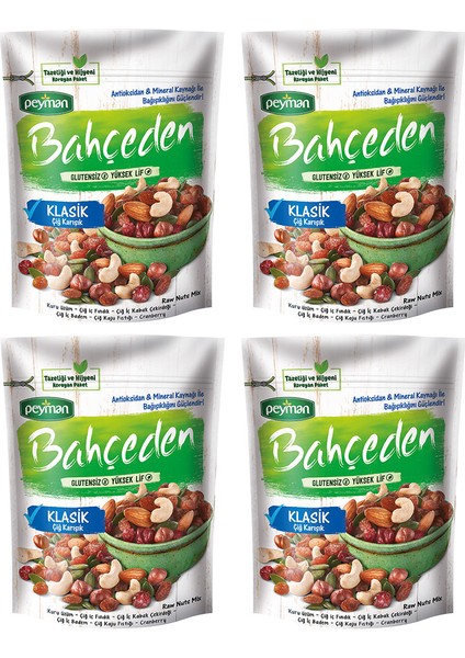 Bahçeden Klasik Çiğ Karışık Kuruyemiş 165 gr x 4'lü
