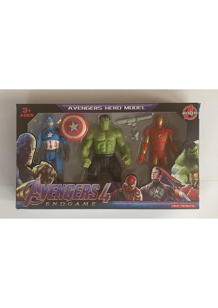 Demir Adam, Hulk, Kaptan Amerika 17 cm 3'lü Işıklı Figür
