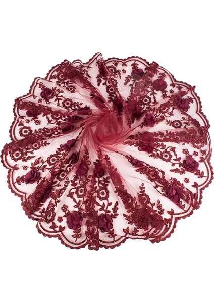 Kına Örtüsü 3D Flok Dallı Çiçekli 3 Lü Duvak Seti fiyatları