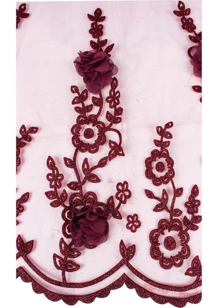 Kına Örtüsü 3D Flok Dallı Çiçekli 3 Lü Duvak Seti modelleri