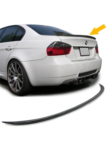 Blueoto Bmw E90 3 Serisi ( 2005-2012 ) Ince Model Spoyler Bagaj Üstü Parlak Siyah Boyalı Spoiler Fiber Glass