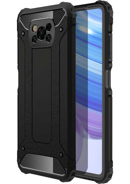 - Xiaomi Poco X3 - Kılıf Çift Katman Zırh Tank Crash Military Kapak - Siyah - T15899