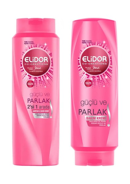 Güçlü ve Parlak Şampuan 650 ml + Elidor Güçlü ve Parlak Bakım Kremi 500ML