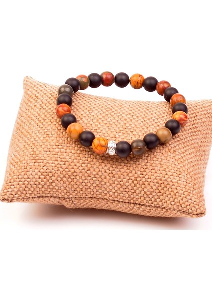 Jasper ve Obsidyen Taşı Bileklik - 8 mm