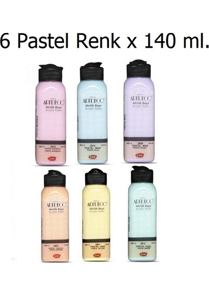 Pastel Akrilik Boya Seti 140 ml 6'lı