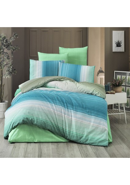 Rainbow Yeşil Polycotton Çift Kişilik Nevresim Takımı