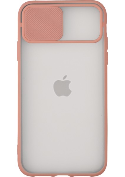 Apple iPhone 12 Mini Kapak Lensi Açılır Kapanır Kamera Korumalı Silikon Kılıf Pudra