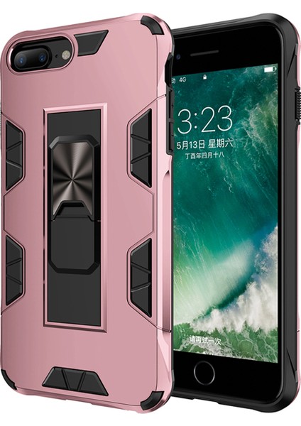 Apple iPhone 6 Plus Kapak Standlı Mıknatıslı Tank Kılıf Rose Gold