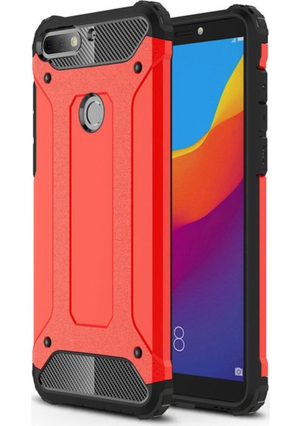 Huawei Honor 8 Lite Kapak Çift Katmanlı Zırh Tank Kılıf Kırmızı