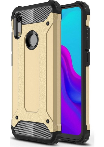 Huawei Honor 8A Kapak Çift Katmanlı Zırh Tank Kılıf Gold