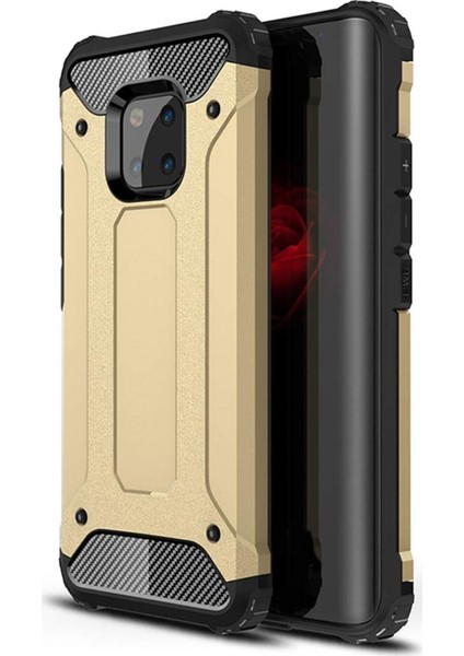 Huawei Mate 20 Pro Kapak Çift Katmanlı Zırh Tank Kılıf Gold