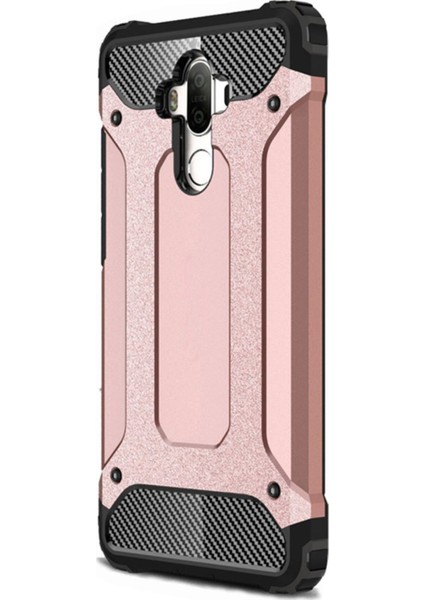 Huawei Mate 9 Kapak Çift Katmanlı Zırh Tank Kılıf Rose Gold
