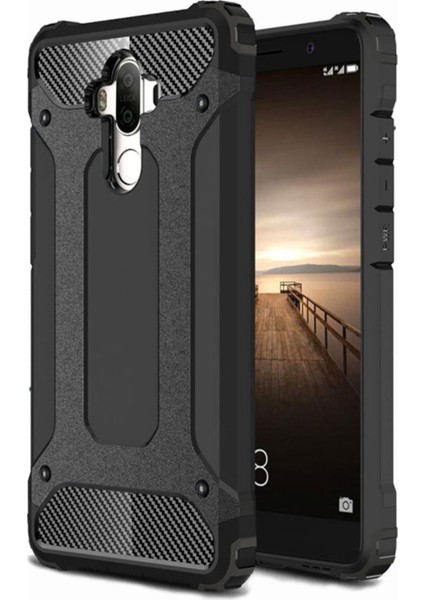 Huawei Mate 9 Kapak Çift Katmanlı Zırh Tank Kılıf Siyah