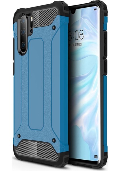 Huawei P30 Pro Kapak Çift Katmanlı Zırh Tank Kılıf Mavi