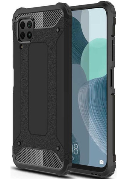 Huawei P40 Lite Kapak Çift Katmanlı Zırh Tank Kılıf Siyah