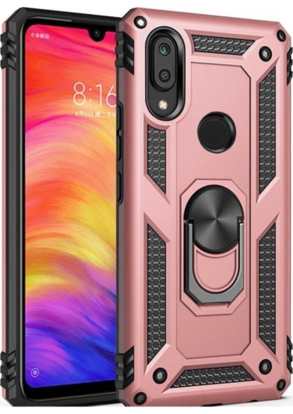 Samsung Galaxy A10s Kapak Military Yüzüklü Stantlı Panzer Tank Kılıf Rose Gold