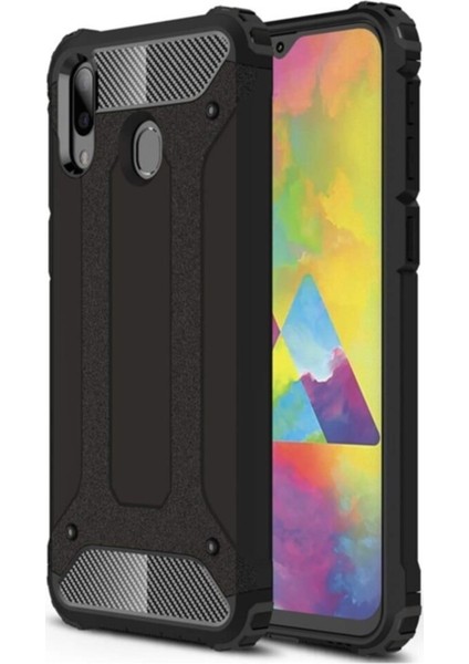 Samsung Galaxy A20e Kapak Çift Katmanlı Zırh Tank Kılıf Siyah