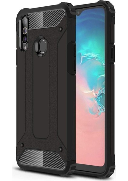 Samsung Galaxy A20s Kapak Çift Katmanlı Zırh Tank Kılıf Siyah