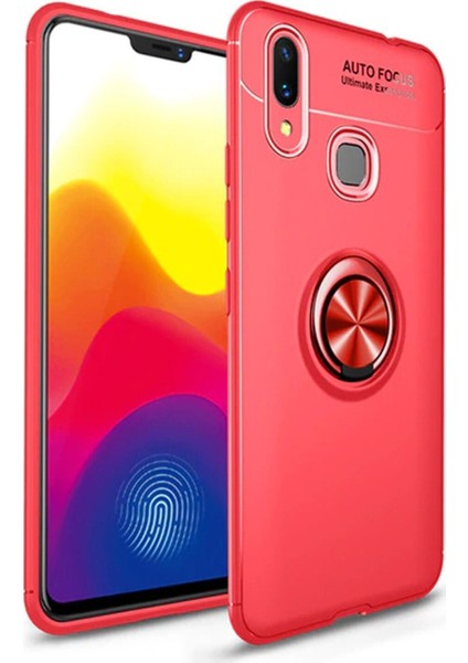 Samsung Galaxy A30 Kılıf Renkli Yüzüklü Manyetik Silikon Kapak Kırmızı