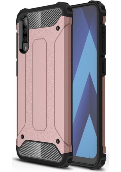 Samsung Galaxy A70 Kapak Çift Katmanlı Zırh Tank Kılıf Rose Gold