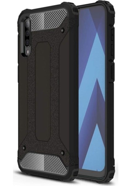 Samsung Galaxy A70 Kapak Çift Katmanlı Zırh Tank Kılıf Siyah