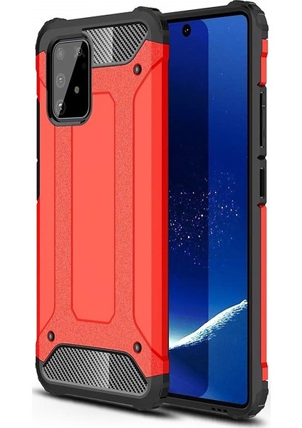 Samsung Galaxy A91 / S 10 Lite Kapak Çift Katmanlı Zırh Tank Kılıf Kırmızı