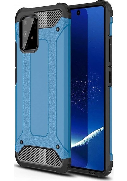 Samsung Galaxy A91 / S 10 Lite Kapak Çift Katmanlı Zırh Tank Kılıf Mavi