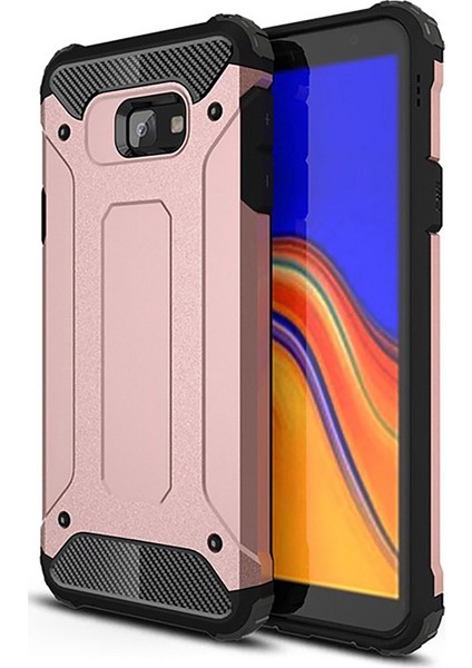 Samsung Galaxy J4 Plus Kapak Çift Katmanlı Zırh Tank Kılıf Rose Gold