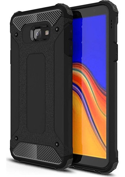 Samsung Galaxy J4 Plus Kapak Çift Katmanlı Zırh Tank Kılıf Siyah