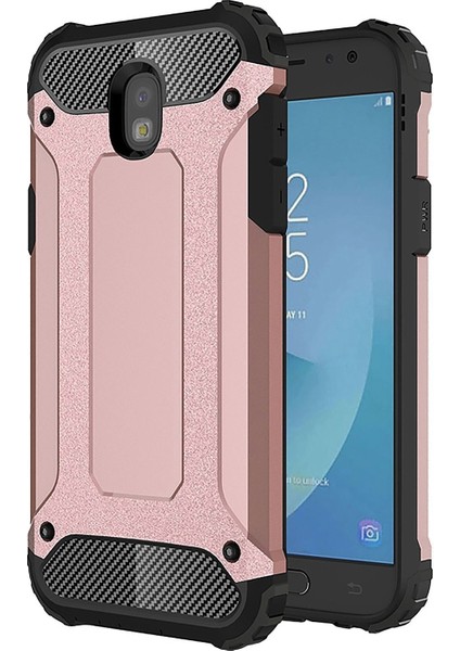 Samsung Galaxy J530 Pro Kapak Çift Katmanlı Zırh Tank Kılıf Rose Gold