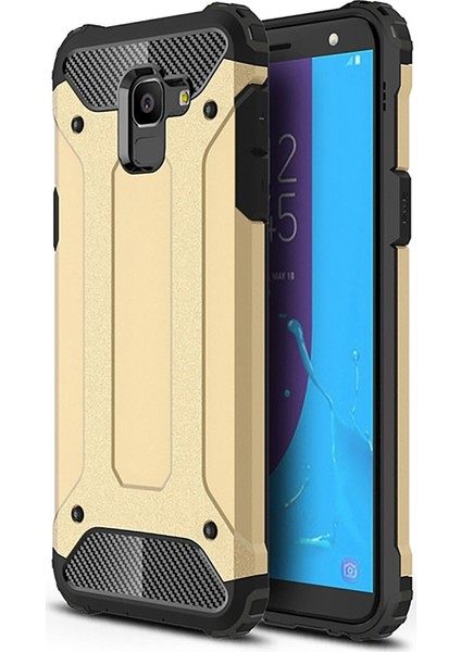 Samsung Galaxy J6 Kapak Çift Katmanlı Zırh Tank Kılıf Gold