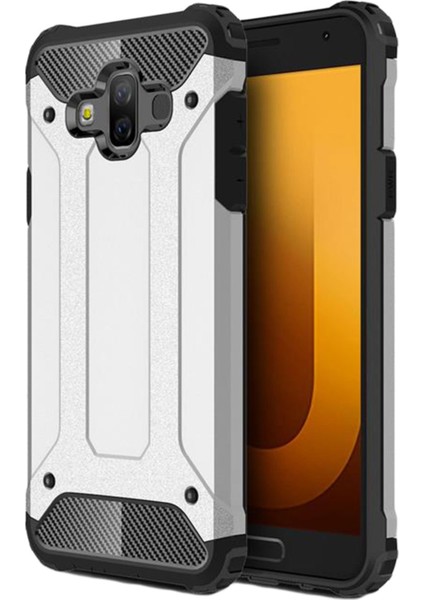Samsung Galaxy J7 Duo Kapak Çift Katmanlı Zırh Tank Kılıf Gri