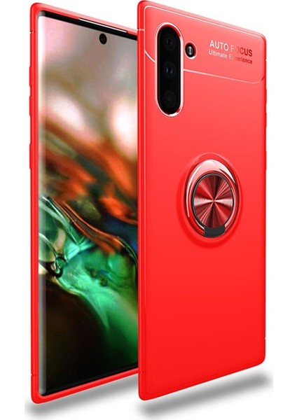 Samsung Galaxy Note 10 Kılıf Renkli Yüzüklü Manyetik Silikon Kapak Kırmızı