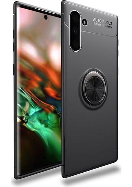 Samsung Galaxy Note 10 Kılıf Renkli Yüzüklü Manyetik Silikon Kapak Siyah