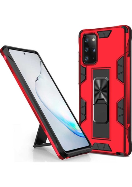 Samsung Galaxy Note 20 Kapak Standlı Mıknatıslı Tank Kılıf Kırmızı