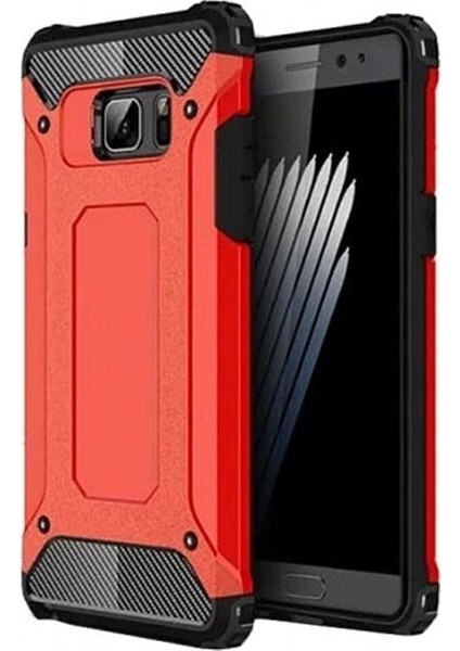 Samsung Galaxy Note 5 Kapak Çift Katmanlı Zırh Tank Kılıf Kırmızı