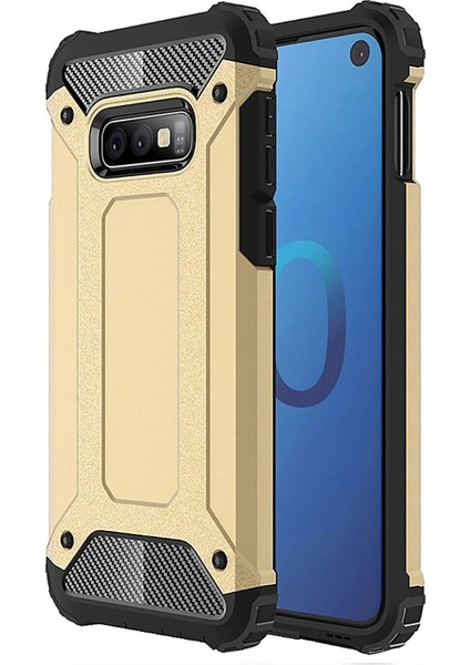 Samsung Galaxy S10e Kapak Çift Katmanlı Zırh Tank Kılıf Gold