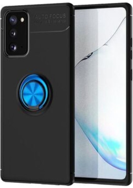 Samsung Galaxy S20 FE Kılıf Renkli Yüzüklü Manyetik Silikon Kapak Siyah - Mavi