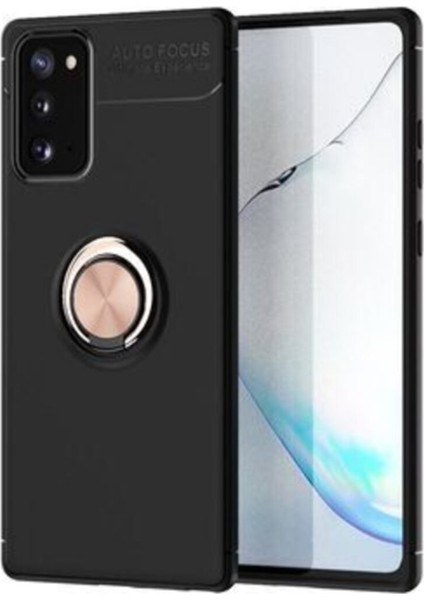 Samsung Galaxy S20 FE Kılıf Renkli Yüzüklü Manyetik Silikon Kapak Siyah - Rose Gold