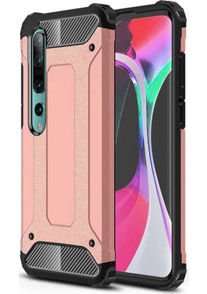Xiaomi Mi 10 Kapak Çift Katmanlı Zırh Tank Kılıf Rose Gold