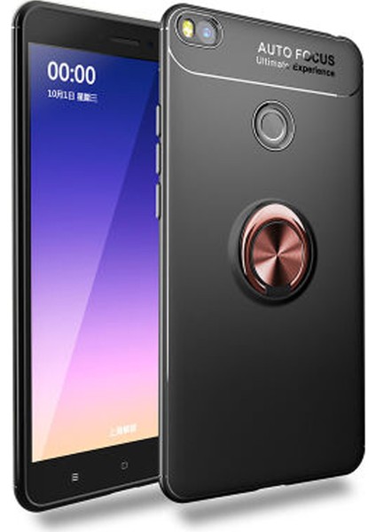 Xiaomi Mi Max 2 Kılıf Renkli Yüzüklü Manyetik Silikon Kapak Siyah - Rose Gold