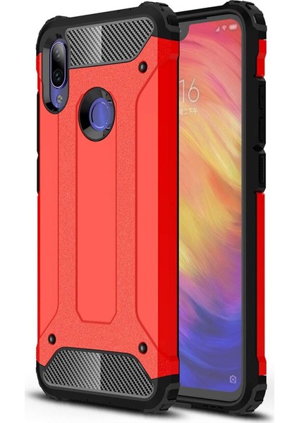 Xiaomi Mi Play Kapak Çift Katmanlı Zırh Tank Kılıf Kırmızı