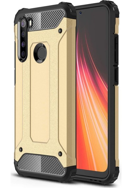 Xiaomi Note 8 Kapak Çift Katmanlı Zırh Tank Kılıf Gold