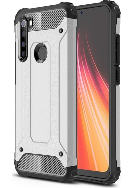 Xiaomi Note 8 Kapak Çift Katmanlı Zırh Tank Kılıf Gri