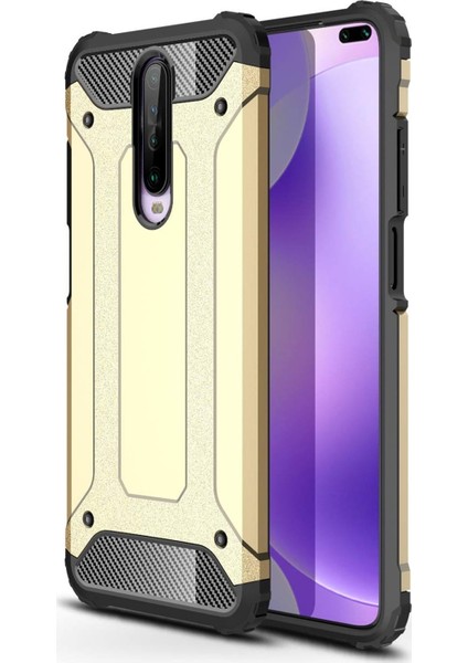 Xiaomi Redmi K30 Kapak Çift Katmanlı Zırh Tank Kılıf Gold