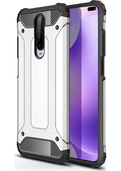 Xiaomi Redmi K30 Kapak Çift Katmanlı Zırh Tank Kılıf Gri